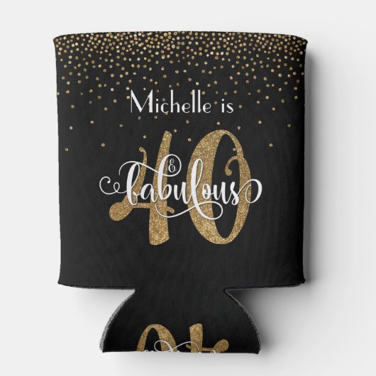 Rafraîchisseur Pour Canette Parties scintillant d'or 40 & Fabuleuse typographi (Dos)