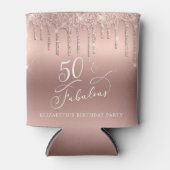 Rafraîchisseur Pour Canette Parties scintillant d'or rose 50e fête d'anniversa (Devant)