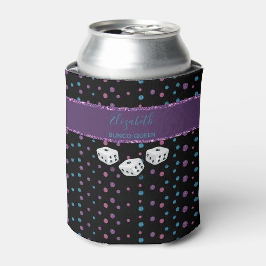 Rafraîchisseur Pour Canette Parties scintillant Glam Girly Dice Monogram Bunco (Can devant)