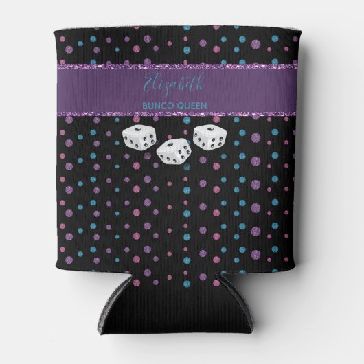 Rafraîchisseur Pour Canette Parties scintillant Glam Girly Dice Monogram Bunco (Devant)