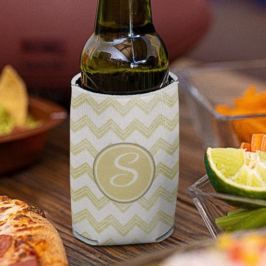 Rafraîchisseur Pour Canette Parties scintillant Jaune Chevron Avec Monogramme