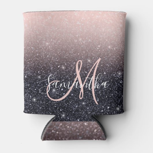 Rafraîchisseur Pour Canette Parties scintillant moderne noire et rose Étincell (Devant)