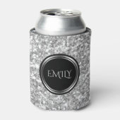 Rafraîchisseur Pour Canette Parties scintillant Monogramme blanche et grise (Can devant)