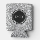 Rafraîchisseur Pour Canette Parties scintillant Monogramme blanche et grise (Dos)