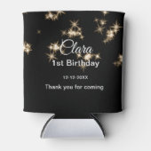 Rafraîchisseur Pour Canette Parties scintillant noire or ajouter nom date d'an (Devant)