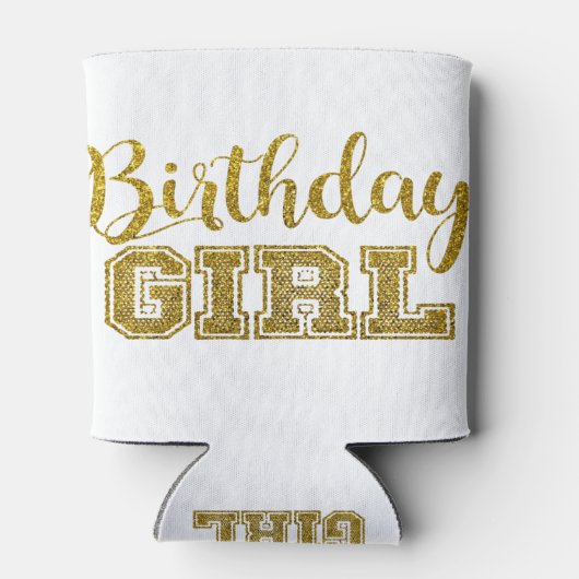 Rafraîchisseur Pour Canette Parties scintillant or | Fille d'anniversaire (Dos)