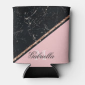 Rafraîchisseur Pour Canette Parties scintillant or Rose en marbre noir (Devant)