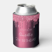 Rafraîchisseur Pour Canette Parties scintillant rose bordeaux goutte fête d'an (Can devant)