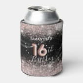 Rafraîchisseur Pour Canette Parties scintillant rose chic et noir 16e annivers (Can devant)