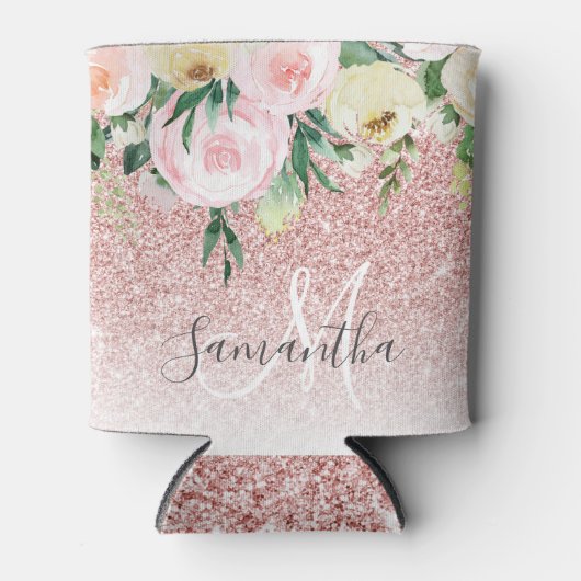 Rafraîchisseur Pour Canette Parties scintillant rose moderne & Fleurs Étincell (Devant)