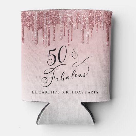 Rafraîchisseur Pour Canette Parties scintillant rose or rose 50e anniversaire (Devant)