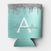 Rafraîchisseur Pour Canette Parties scintillant Turquoise argentée en métal br (Devant)