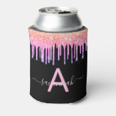 Rafraîchisseur Pour Canette Parties scintillant violet rose noir gouttes monog (Can Dos)