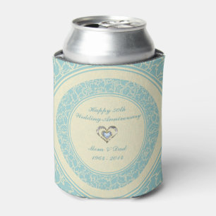 Rafraîchisseur Pour Canette Pastel Blue Et Creme Floral Damas 2