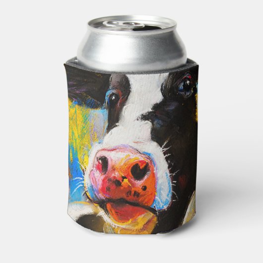 Rafraîchisseur Pour Canette Pastel Cow Portrait Peinture moderne (Can Dos)