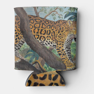 Rafraîchisseur Pour Canette Pastel jaguar : dessin de la jungle.