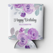 Rafraîchisseur Pour Canette Pastel Purple Rose Verdure Joyeux Anniversaire (Devant)