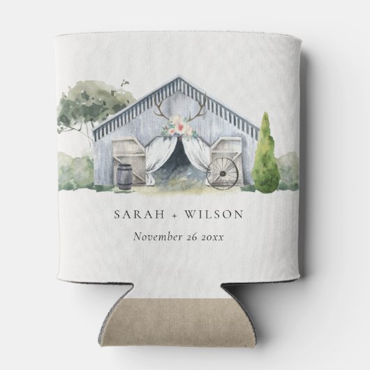 Rafraîchisseur Pour Canette Pastel Rustic Dusky Barnyard Farm Mariage à thème (Dos)