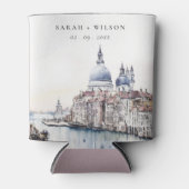Rafraîchisseur Pour Canette Pastel Venice Italie Canaux Aquarelle Mariage (Devant)