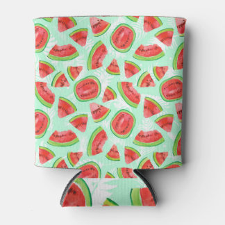 Rafraîchisseur Pour Canette Pastèque artistique : Motif de fruits d'aquarelle.