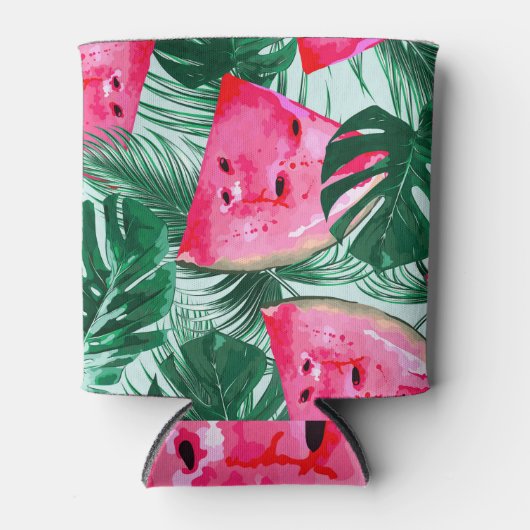 Rafraîchisseur Pour Canette Pastèques, palmiers feuilles : pattes tropicales s (Devant)