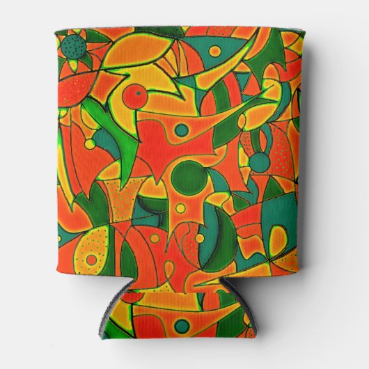 Rafraîchisseur Pour Canette Patchwork Abstrait Red Fragmenté (Devant)