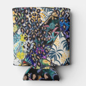 Rafraîchisseur Pour Canette Patchwork de feuilles, Arrière - plan tropical (Dos)