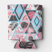 Rafraîchisseur Pour Canette Patchwork flamingo tropical, motif de palmier. (Dos)