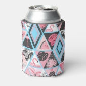 Rafraîchisseur Pour Canette Patchwork flamingo tropical, motif de palmier. (Can Dos)