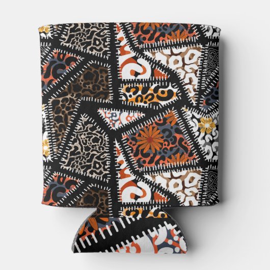 Rafraîchisseur Pour Canette Patchwork Leopard Zebra Design Motif (Dos)
