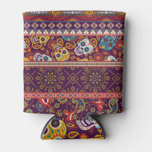 Rafraîchisseur Pour Canette patchwork mexicain : design vintage traditionnel.