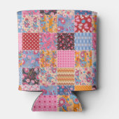 Rafraîchisseur Pour Canette Patchwork sans couture, motif en tissu mignon. (Dos)