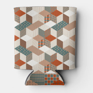 Rafraîchisseur Pour Canette Patchwork Stars Vintage Brown Vert