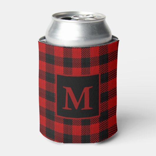 Rafraîchisseur Pour Canette Pâte Monogramme de Buffalo Plaid (Can devant)