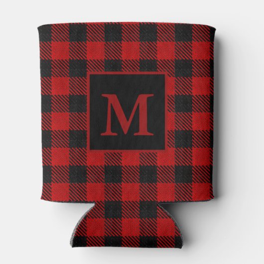 Rafraîchisseur Pour Canette Pâte Monogramme de Buffalo Plaid (Dos)