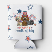 Rafraîchisseur Pour Canette Patriotique 4 juillet Chiens Feu d'artifice mignon (Dos)