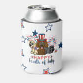 Rafraîchisseur Pour Canette Patriotique 4 juillet Chiens Feu d'artifice mignon (Can Dos)