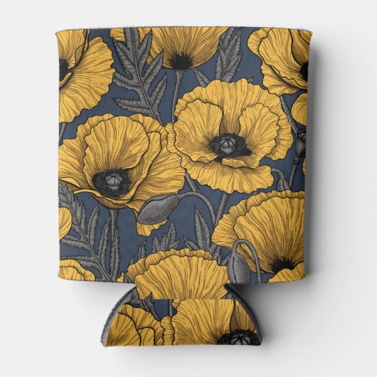 Rafraîchisseur Pour Canette Pavot jaune sur la marine (Devant)