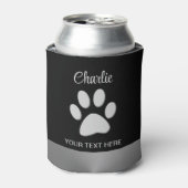 Rafraîchisseur Pour Canette Paw Chien Argent sur arrière - plan noir (Can devant)