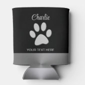 Rafraîchisseur Pour Canette Paw Chien Argent sur arrière - plan noir (Dos)
