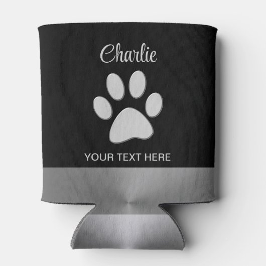 Rafraîchisseur Pour Canette Paw Chien Argent sur arrière - plan noir (Dos)