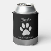 Rafraîchisseur Pour Canette Paw Chien Argent sur arrière - plan noir (Can Dos)