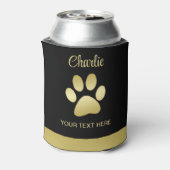Rafraîchisseur Pour Canette Paw chien brillant or sur arrière - plan noir (Can Dos)