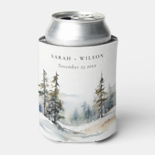 Rafraîchisseur Pour Canette Paysage des neiges d'hiver Mariage d'aquarelle