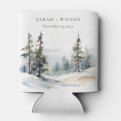 Rafraîchisseur Pour Canette Paysage des neiges d'hiver Mariage d'aquarelle (Dos)