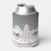 Rafraîchisseur Pour Canette Paysage d'hiver : fête du village de nuit. (Can devant)