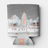 Rafraîchisseur Pour Canette Paysage d'hiver : fête du village de nuit. (Dos)