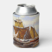 Rafraîchisseur Pour Canette Paysage maritime : Bateaux à peinture à l'huile. (Can devant)