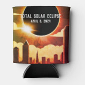 Rafraîchisseur Pour Canette Paysage urbain Total éclipse solaire 8 avril 2024 (Devant)