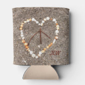 Rafraîchisseur Pour Canette Peace Sign in Heart on Sand Beach (Dos)